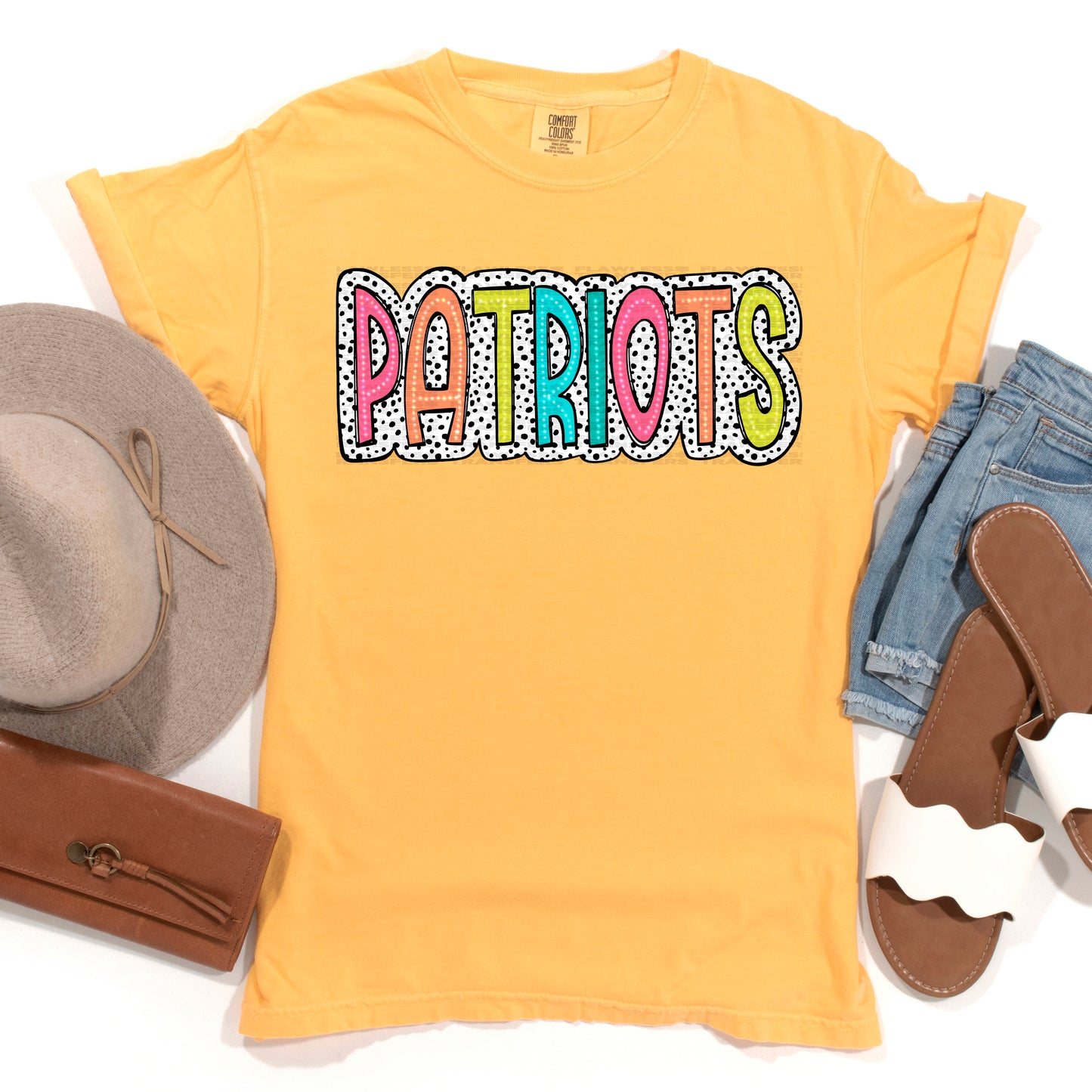 Patriots Bright Color Doodle Dalmatian Dots DTF Transfer