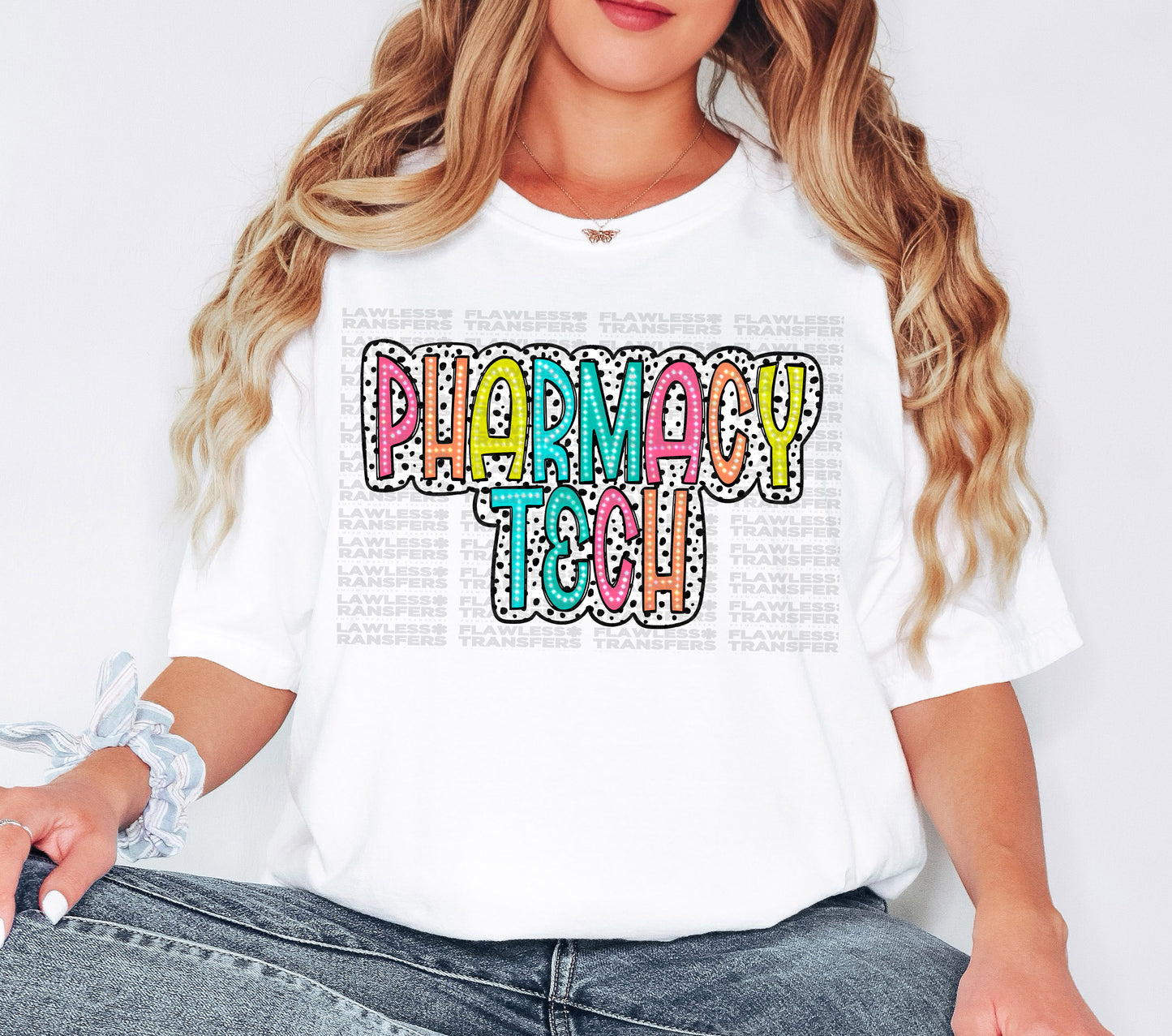 Pharmacy Tech Bright Color Doodle Dalmatian Dots DTF Transfer