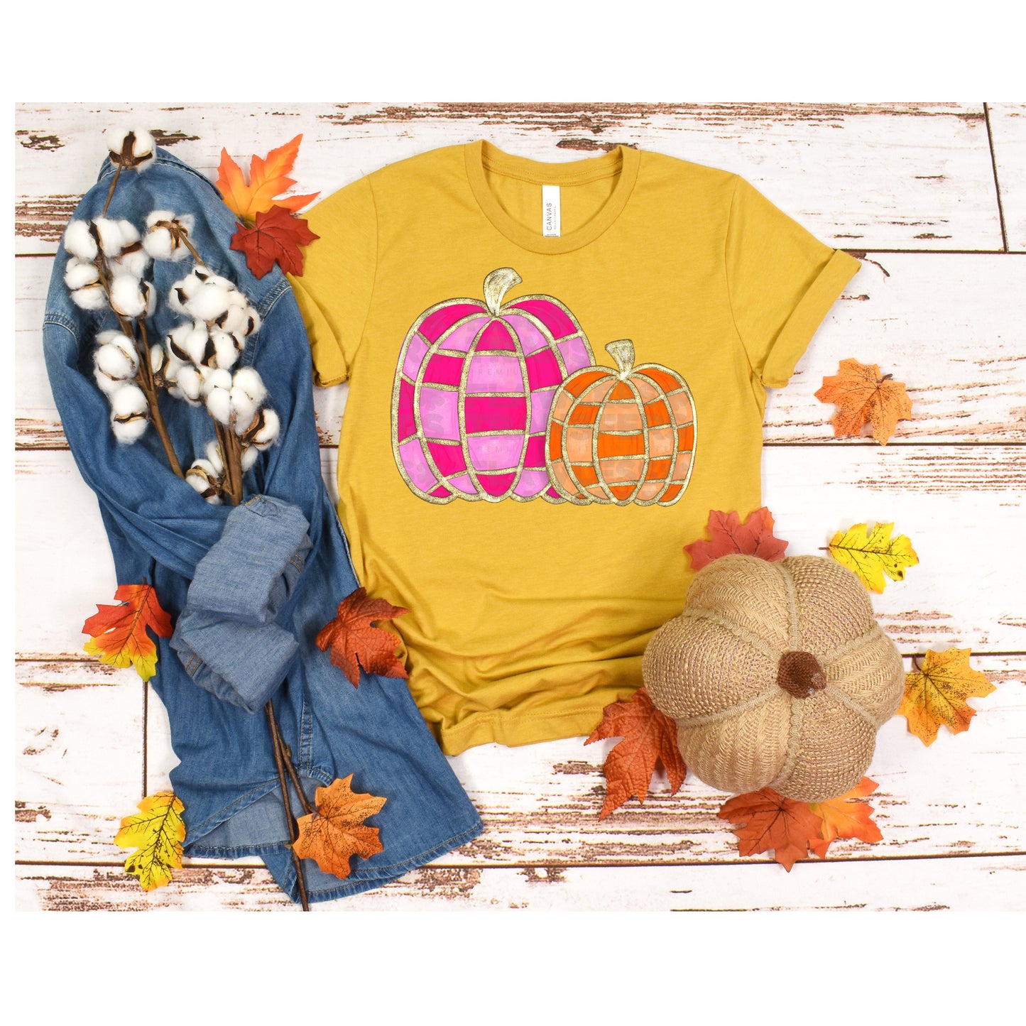 Pink And Orange Checkered Pumpkins #2279 DTF Transfer