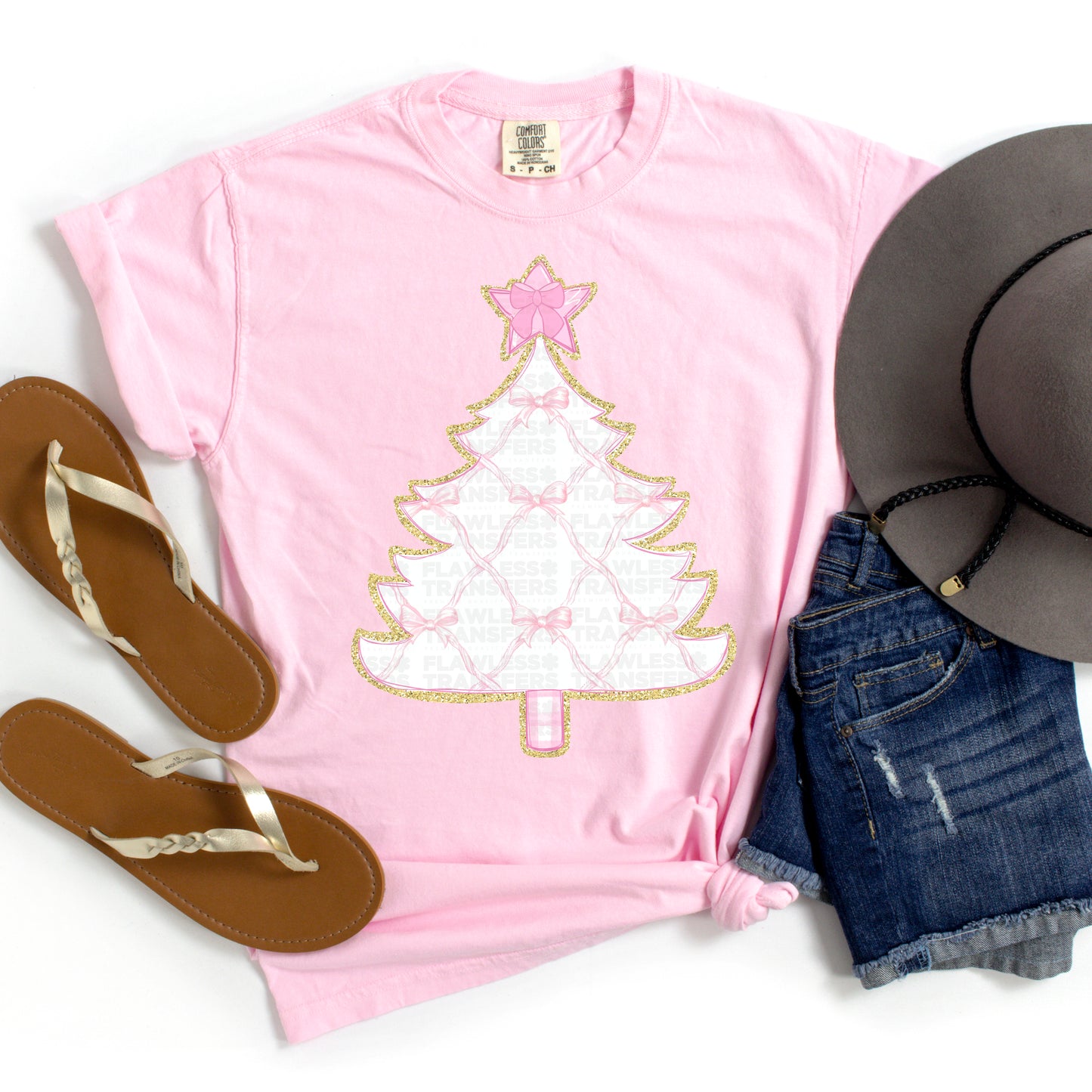 Christmas Tree Pink Coquette Bows DTF Transfer