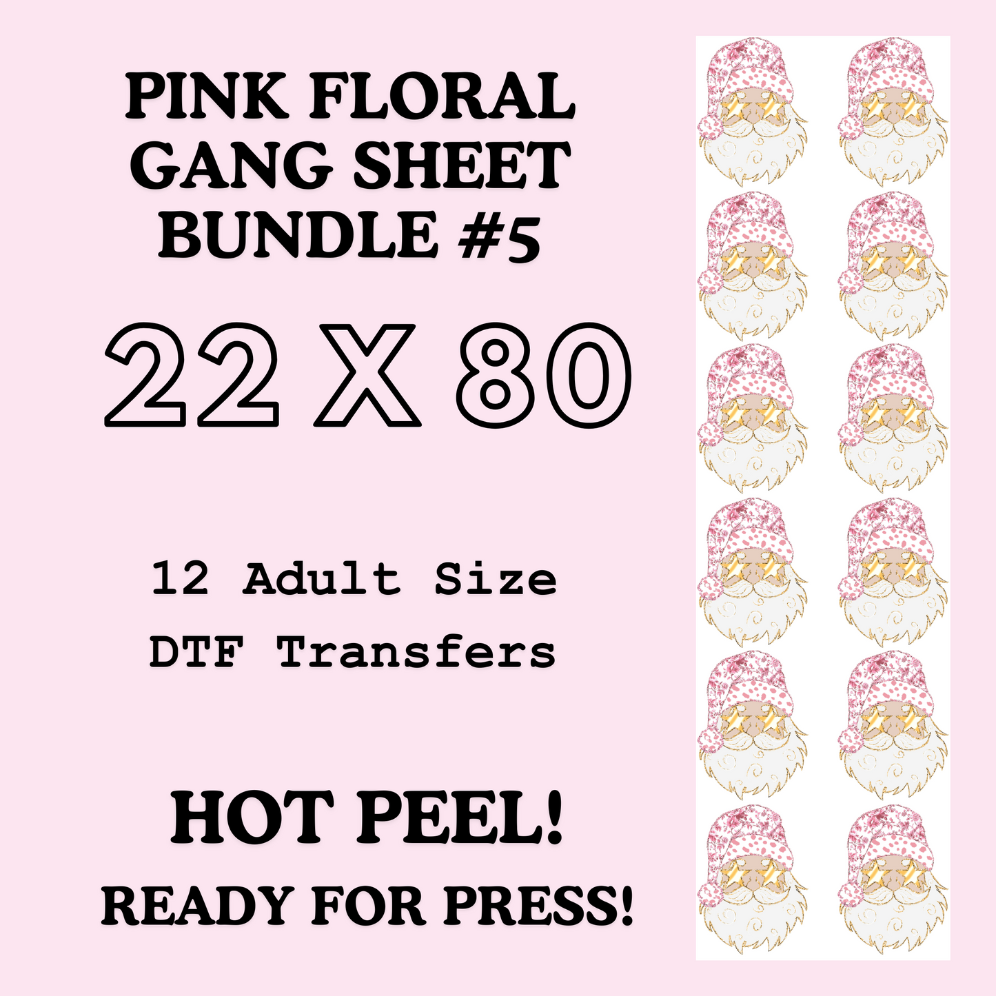 Pink Floral Coquette Bow Gang Sheet Bundle 5