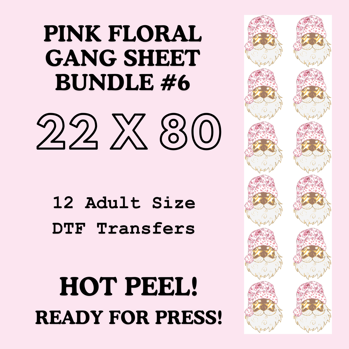 Pink Floral Coquette Bow Gang Sheet Bundle 6