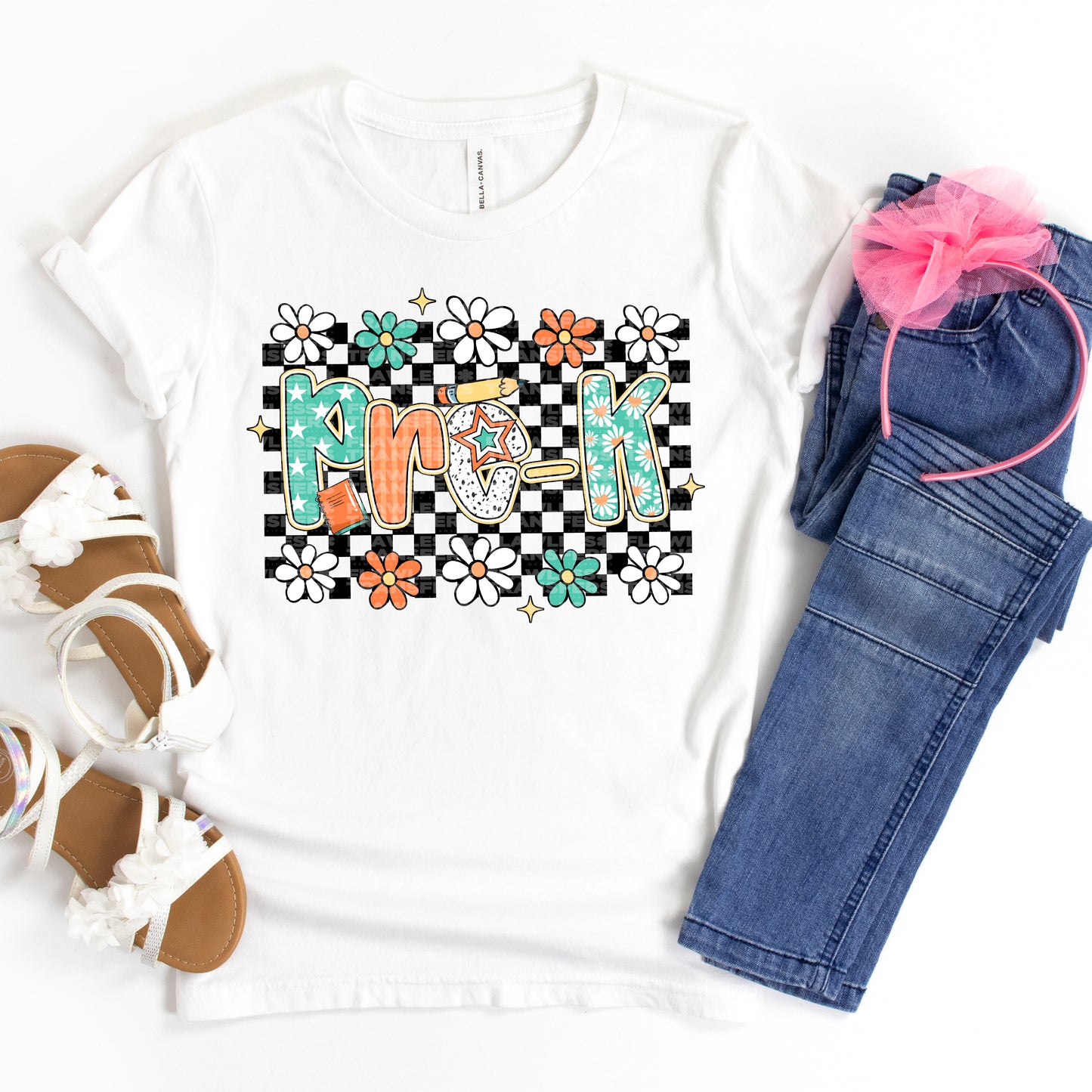 Retro Checkered Floral Back To School #2201 DTF Transfer