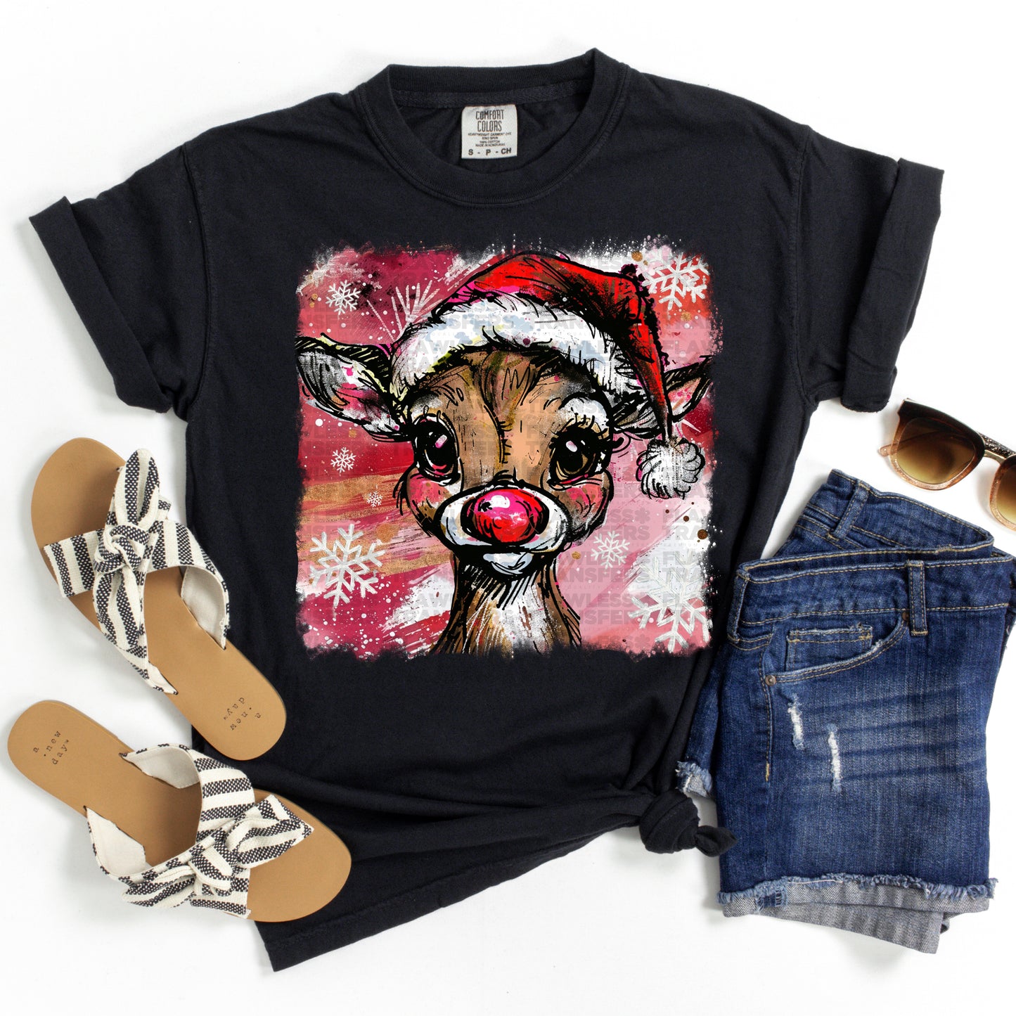 Preppy Christmas Rudolph Reindeer #2938 DTF Transfer