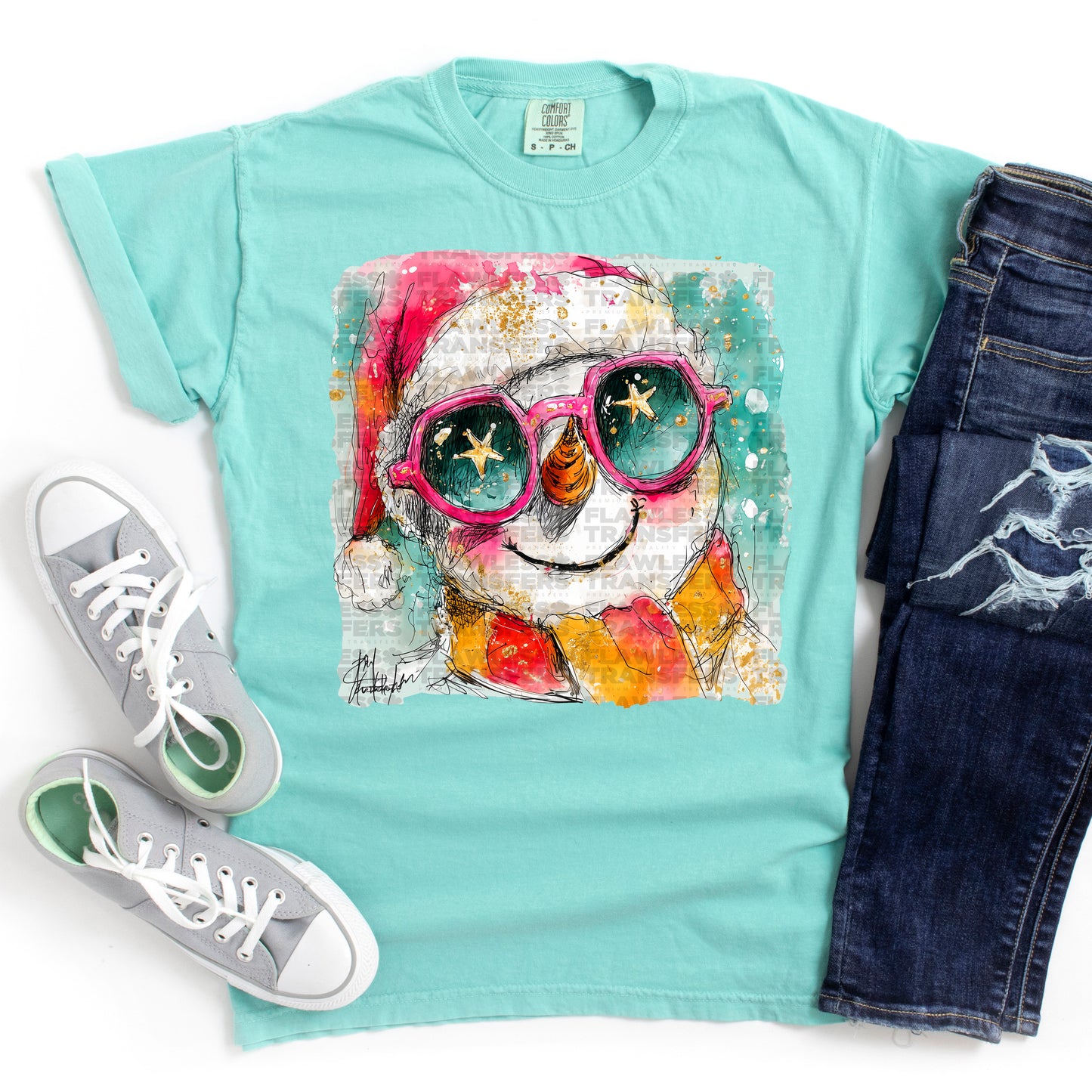 Preppy Christmas Snowman #2944 DTF Transfer