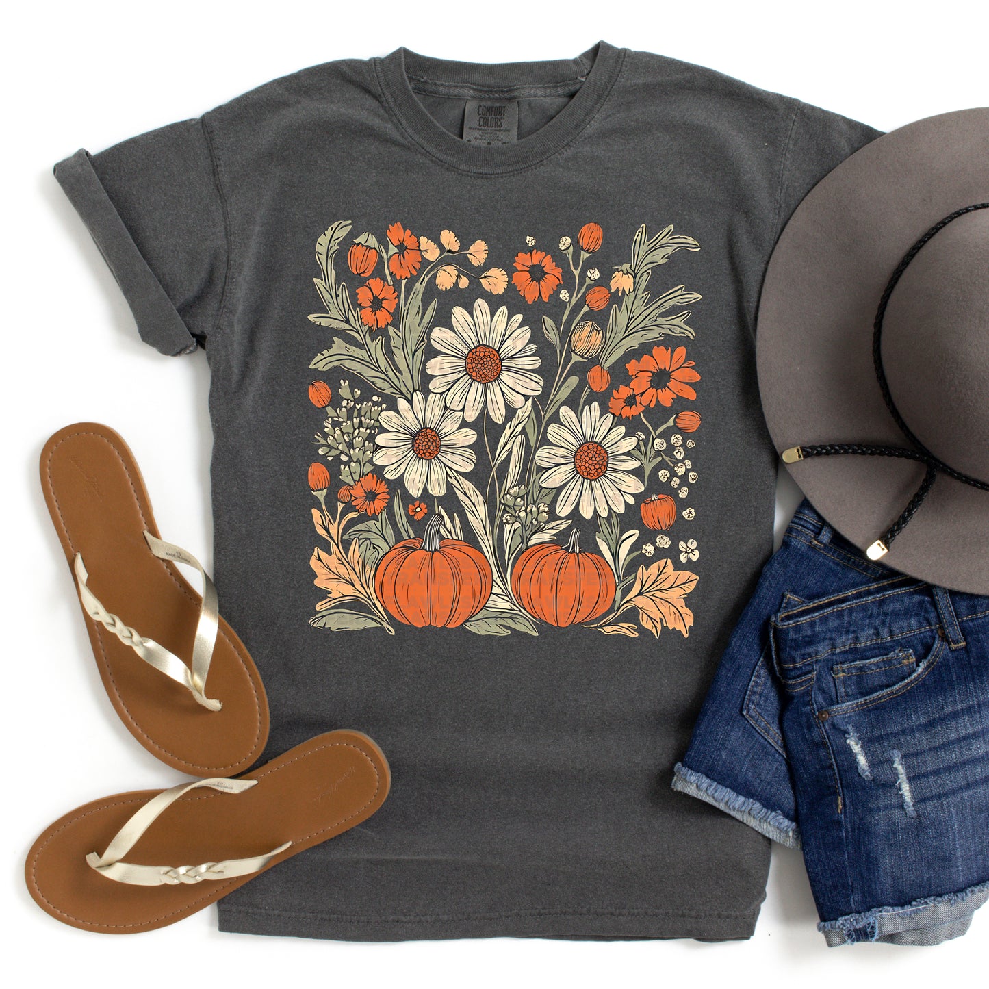 Pumpkin Floral Meadow DTF Transfer