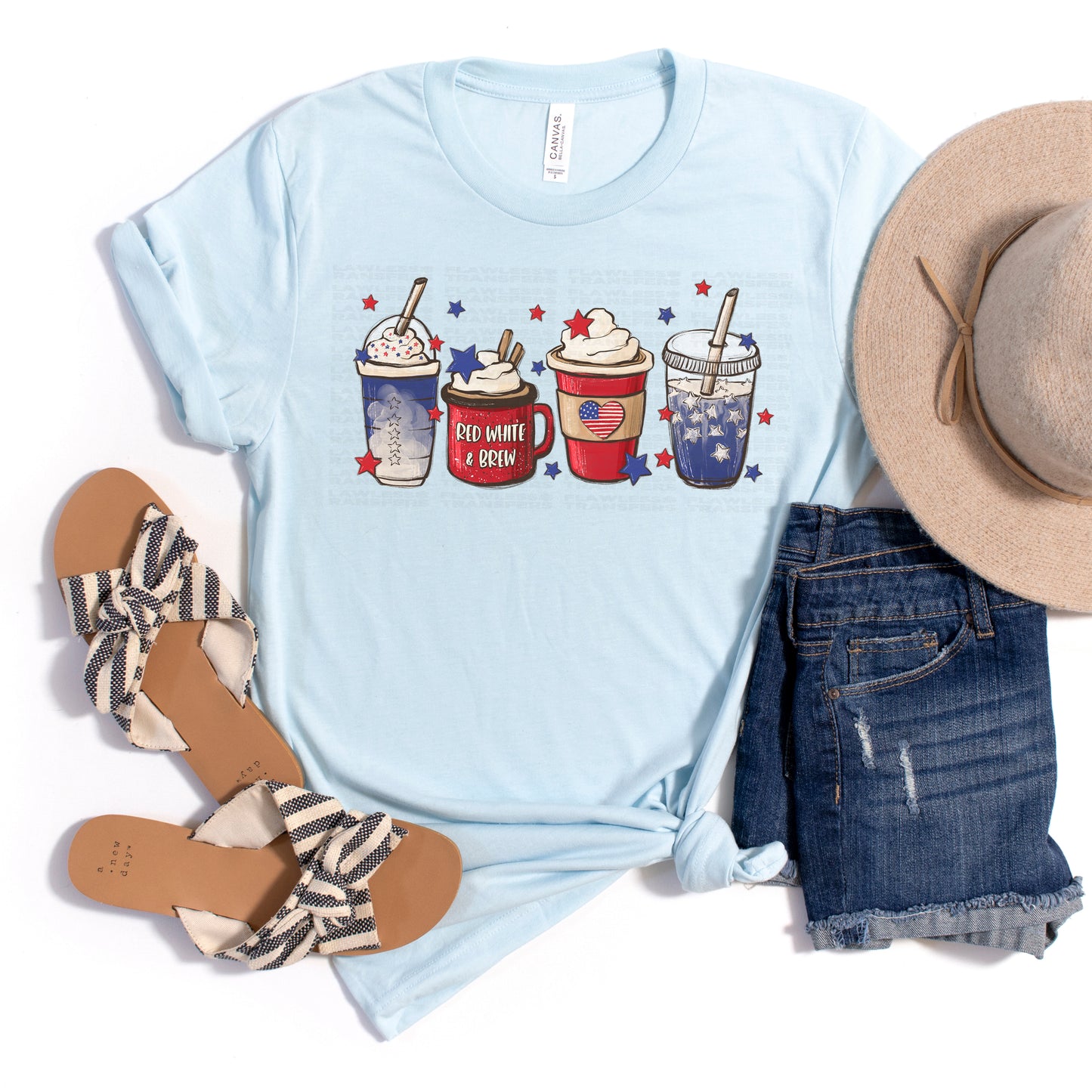 Red White And Brew Coffee Latte DTF Transfer