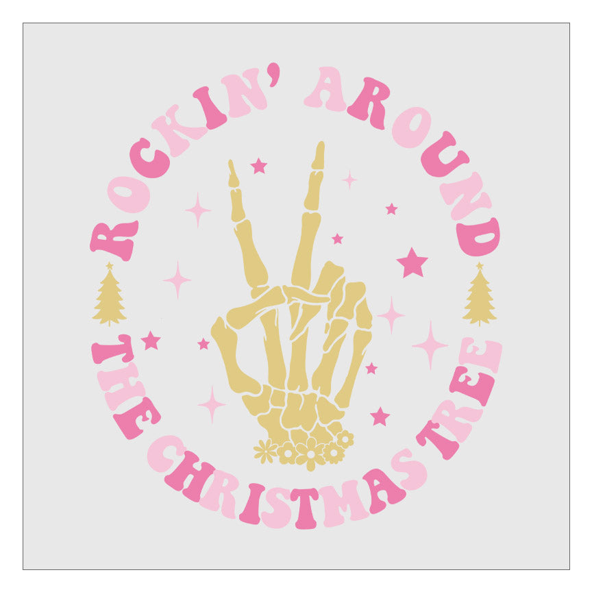 Rockin Around the Christmas Tree - Pink DTF Transfer