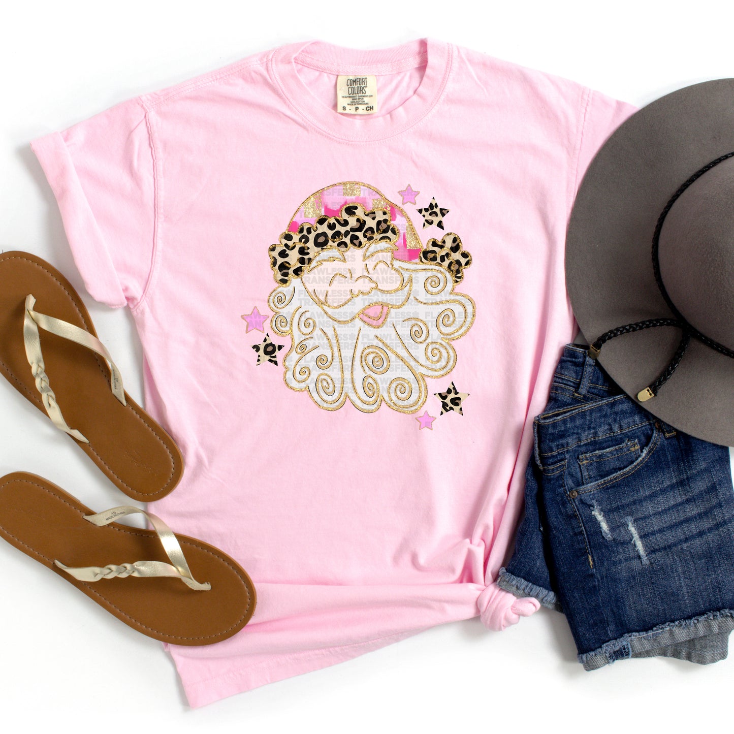 Santa Pink and Leopard Print DTF Transfer