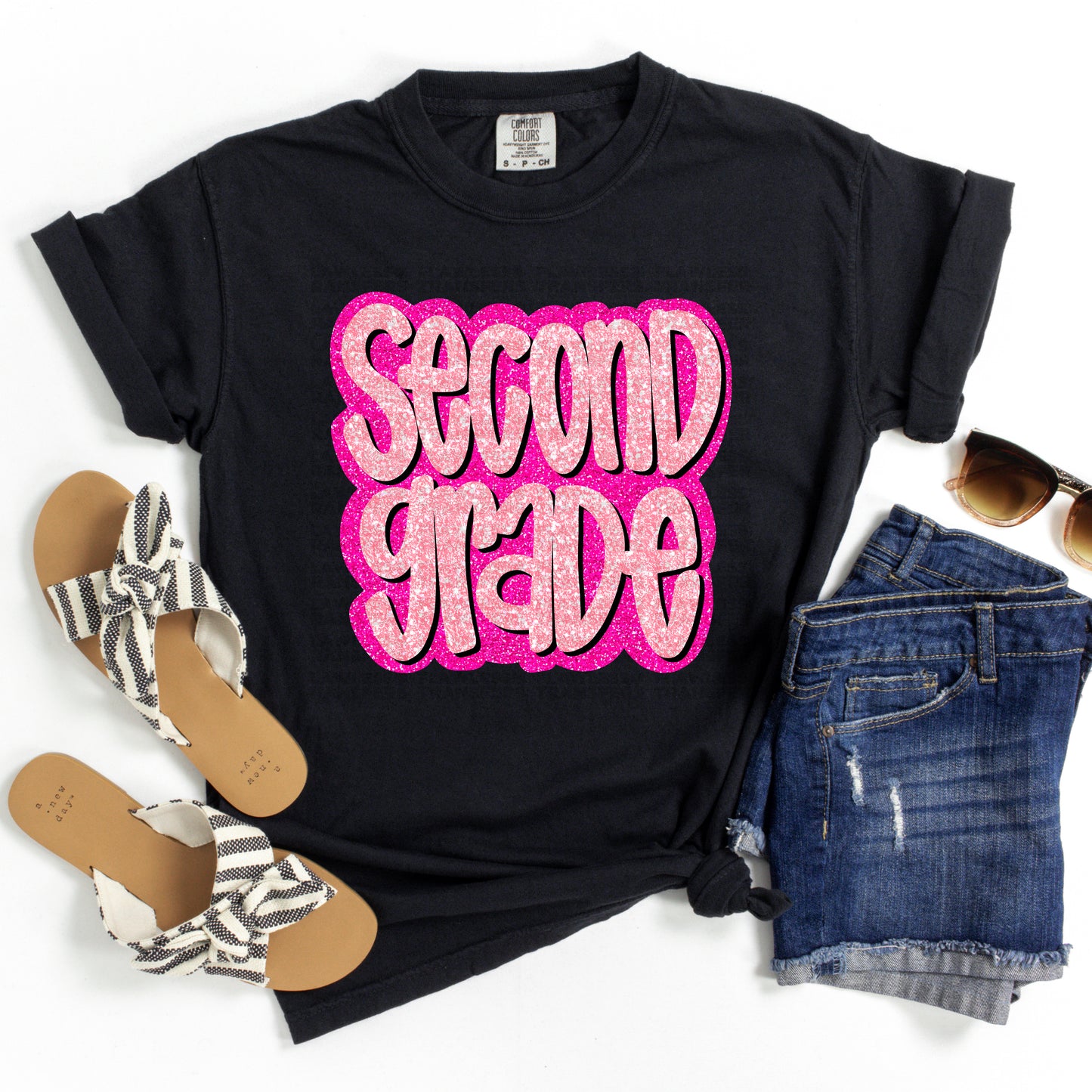 2nd Grade Pink Glitter DTF Transfer