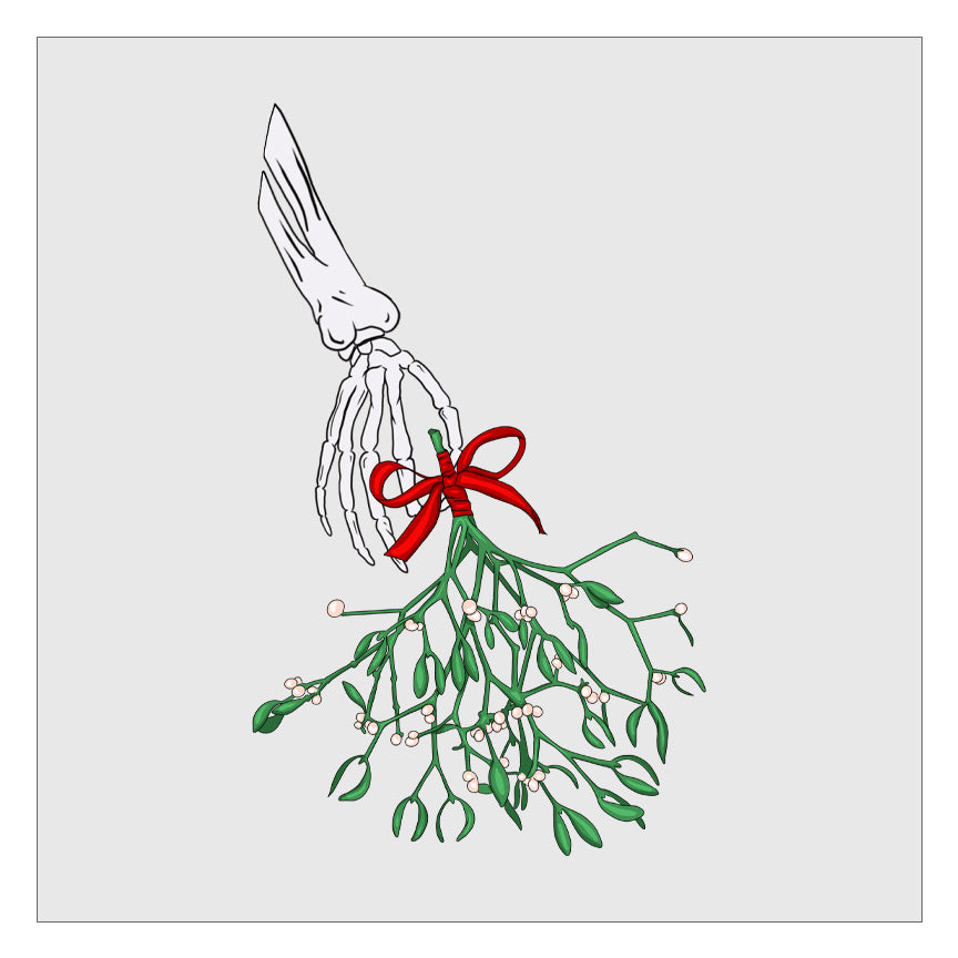 Skeleton Hand Holding Mistletoe DTF Transfer