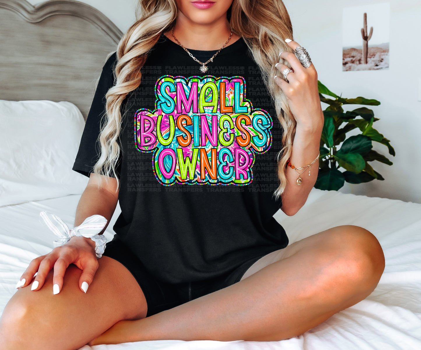 Small Business Owner Scribble Doodle Bright Paisley Colorful Dots DTF Transfer