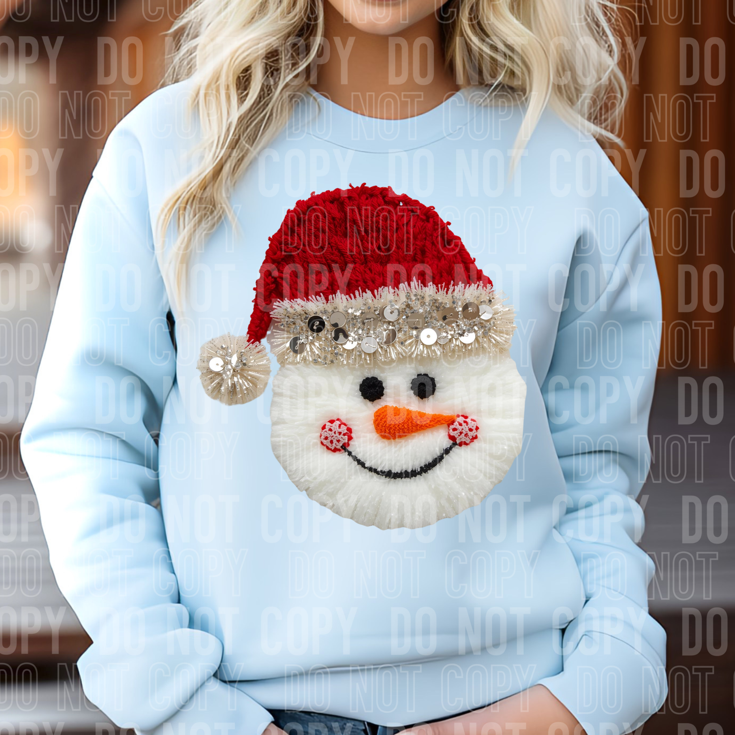 Snowman Faux Fur Yarn Sequins #2606 DTF Transfer