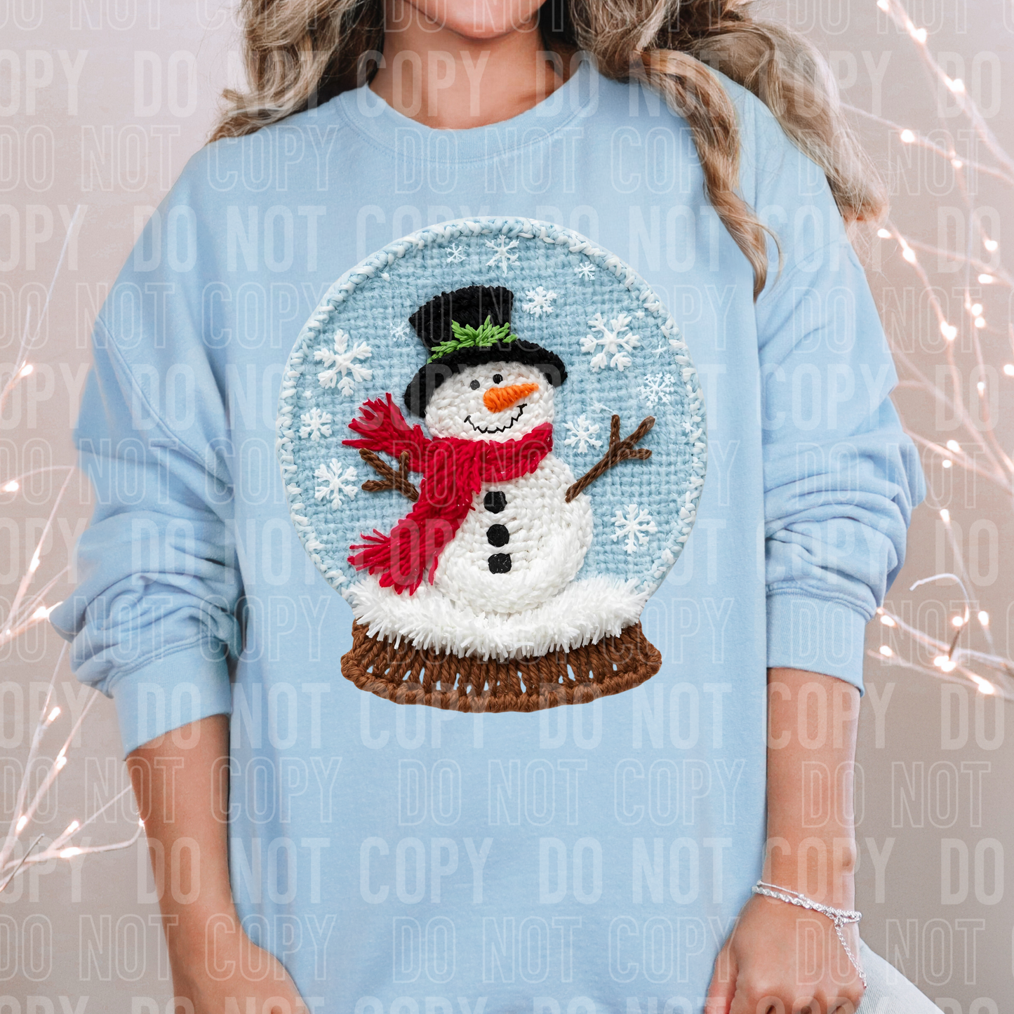 Snowman Snowglobe Faux Yarn #2607 DTF Transfer