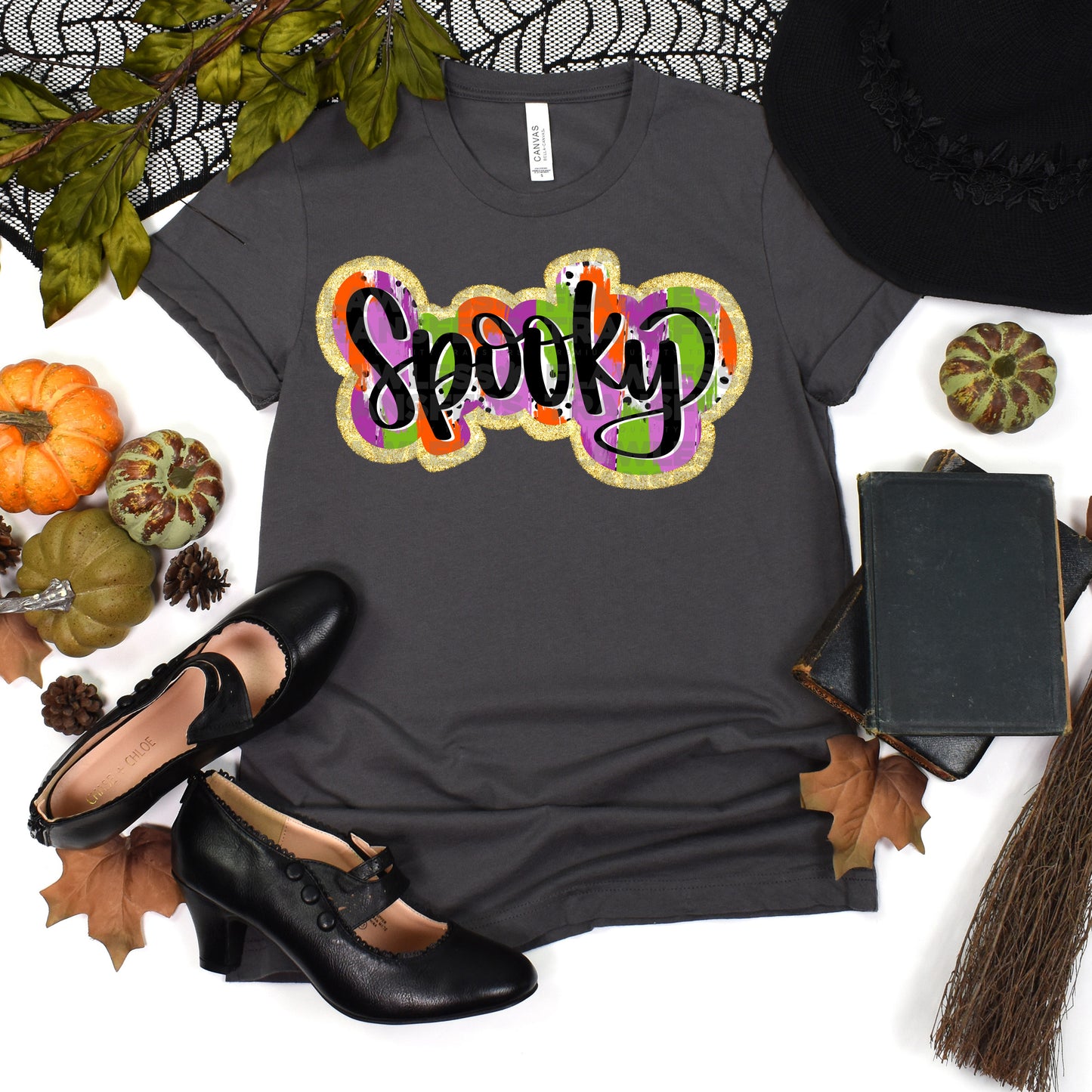 Spooky Hand Lettered Dalmatian Dots Brushstrokes DTF Transfer