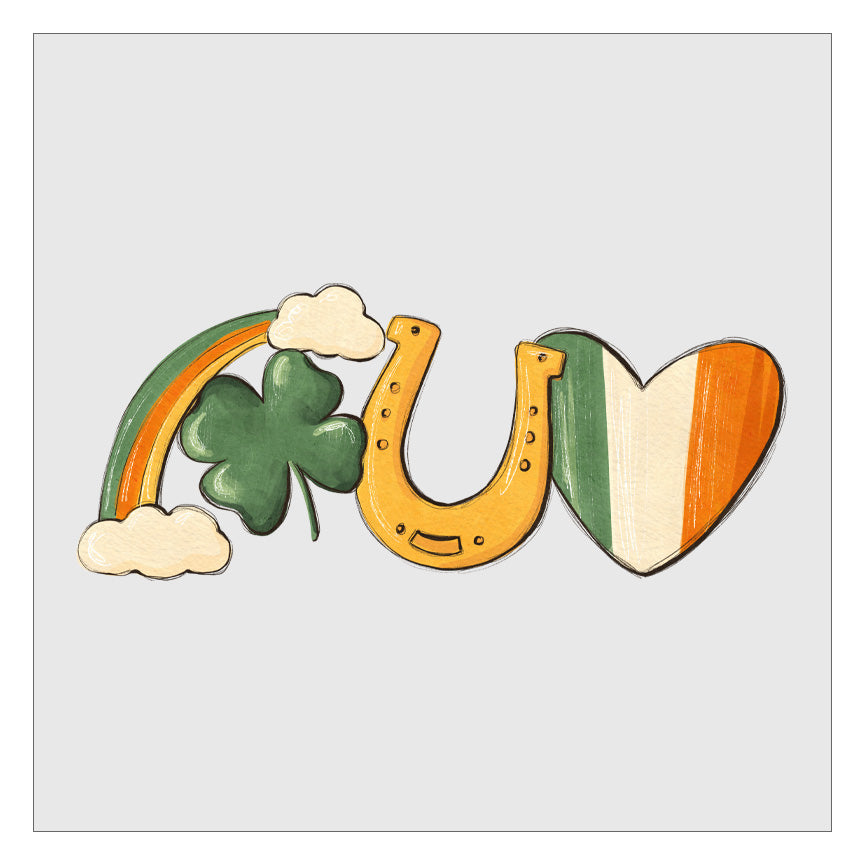 St Patricks Day Favorites - Rainbow Shamrock Horseshoe Heart DTF Transfer