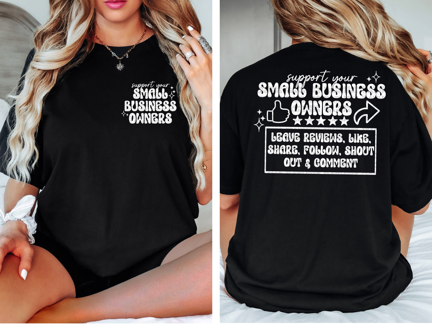 Support Your Small Business Owners DTF Transfer - Pocket and Back Print SET