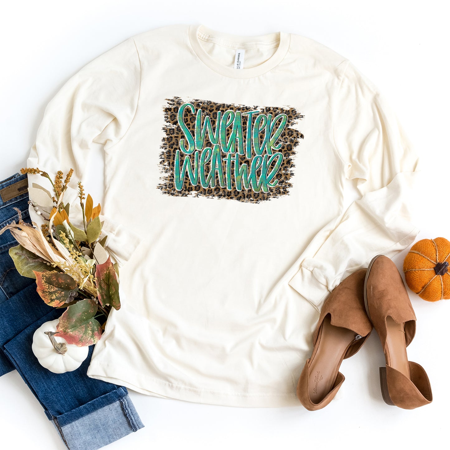 Sweater Weather - Leopard Print Background DTF Transfer