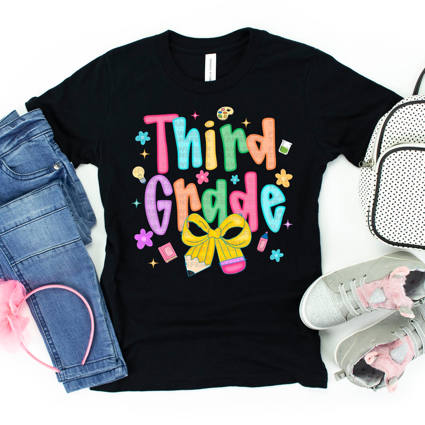 Girly Bright Colors Bow Back To School #2203 DTF Transfer