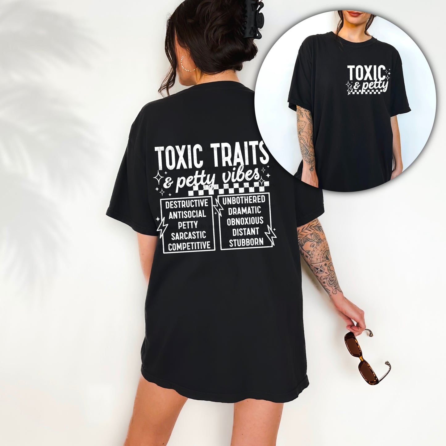 Toxic Traits And Petty Vibes DTF Transfer - Pocket and Back Print SET