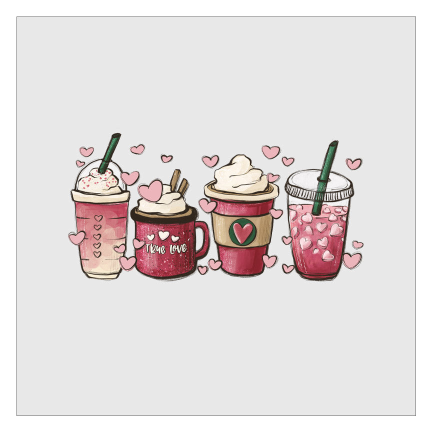 True Love Coffee Latte - Hot Pink DTF Transfer