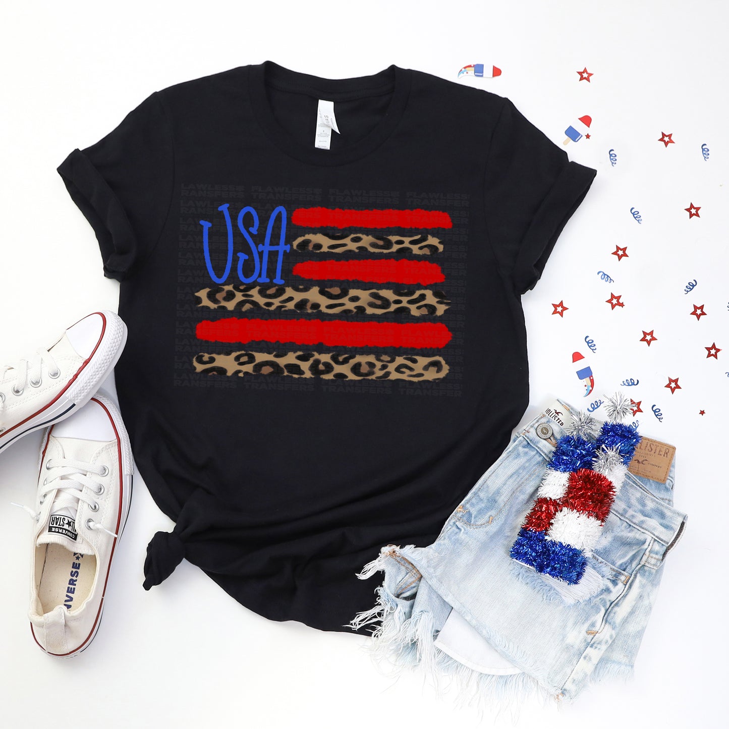 USA Cheetah Print Flag DTF Transfer