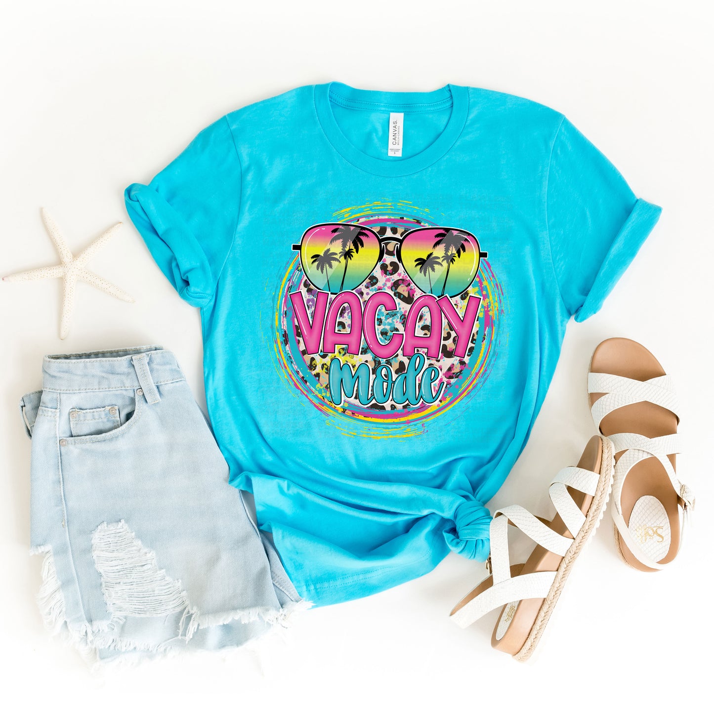 Vacay Mode - Round Tropical Beach Sunglasses DTF Transfer