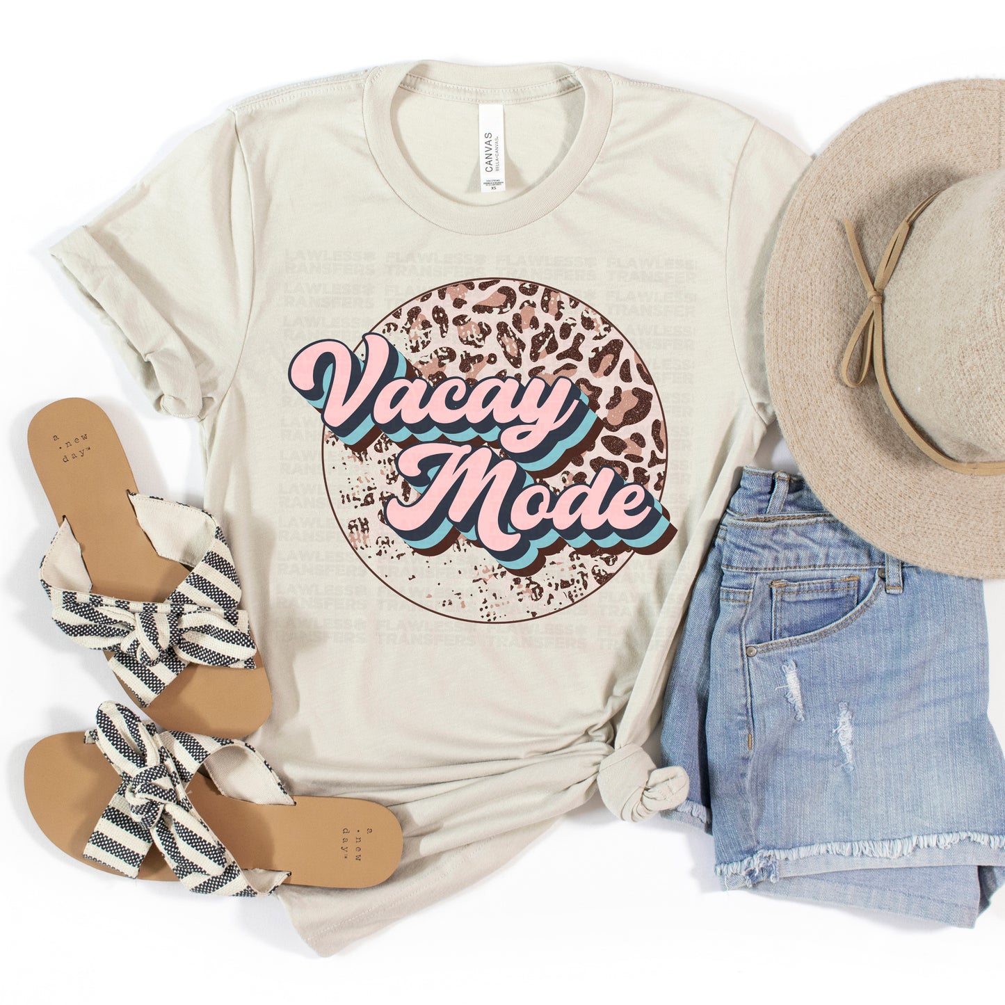 Vacay Mode - Round Leopard Print DTF Transfer