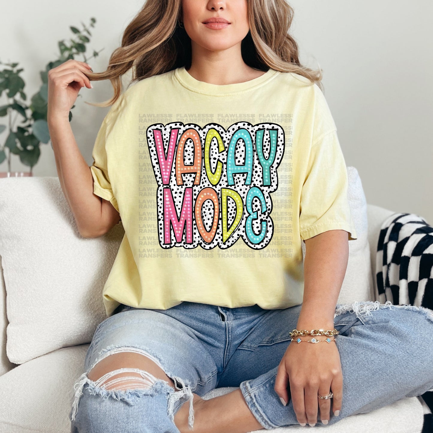 Vacay Mode Bright Color Doodle Dalmatian Dots DTF Transfer