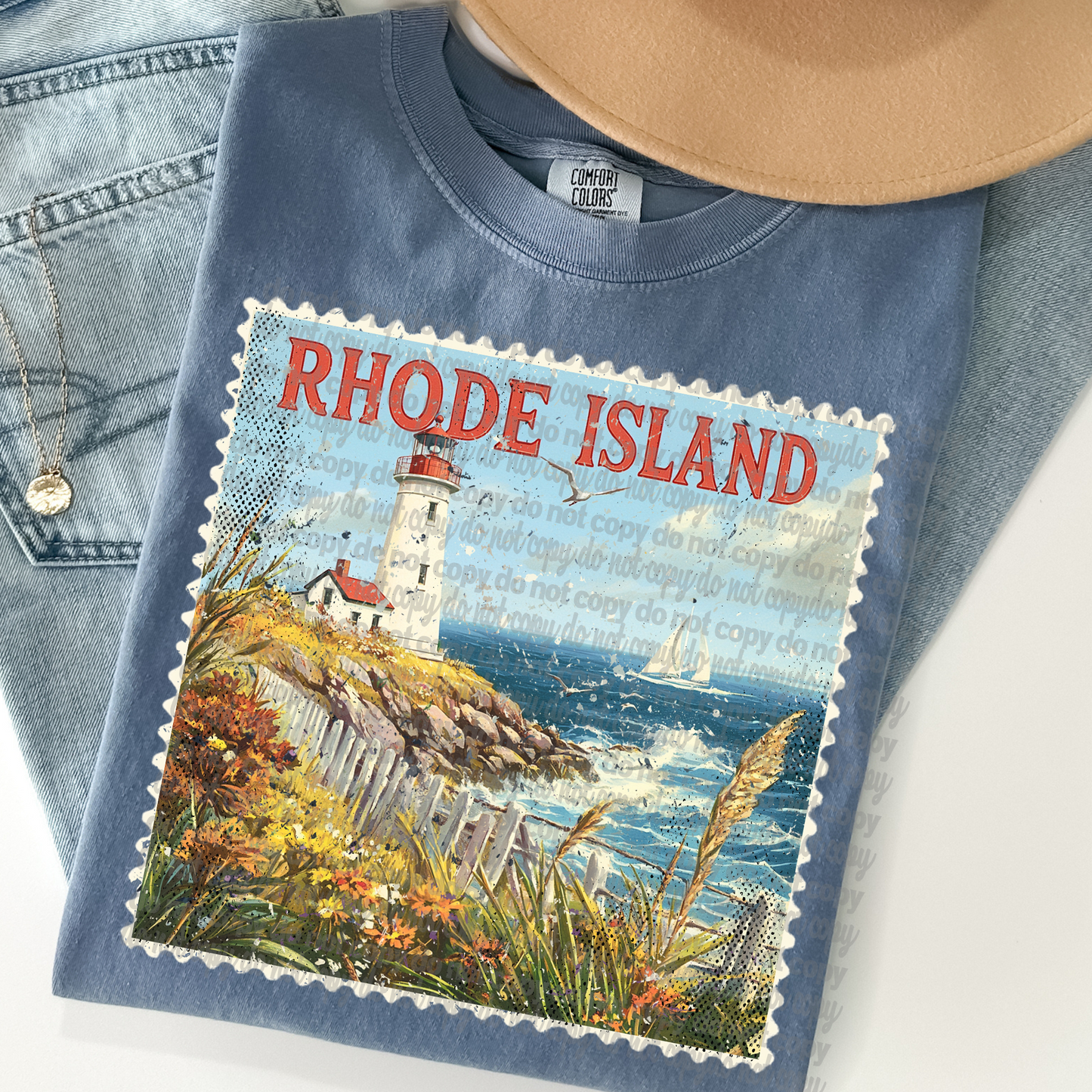 Rhode Island Vintage Stamp DTF Transfer