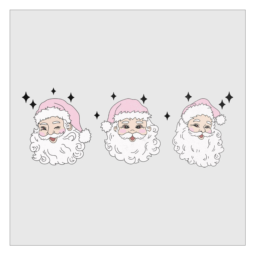Vintage Santa Faces - Pink DTF Transfer