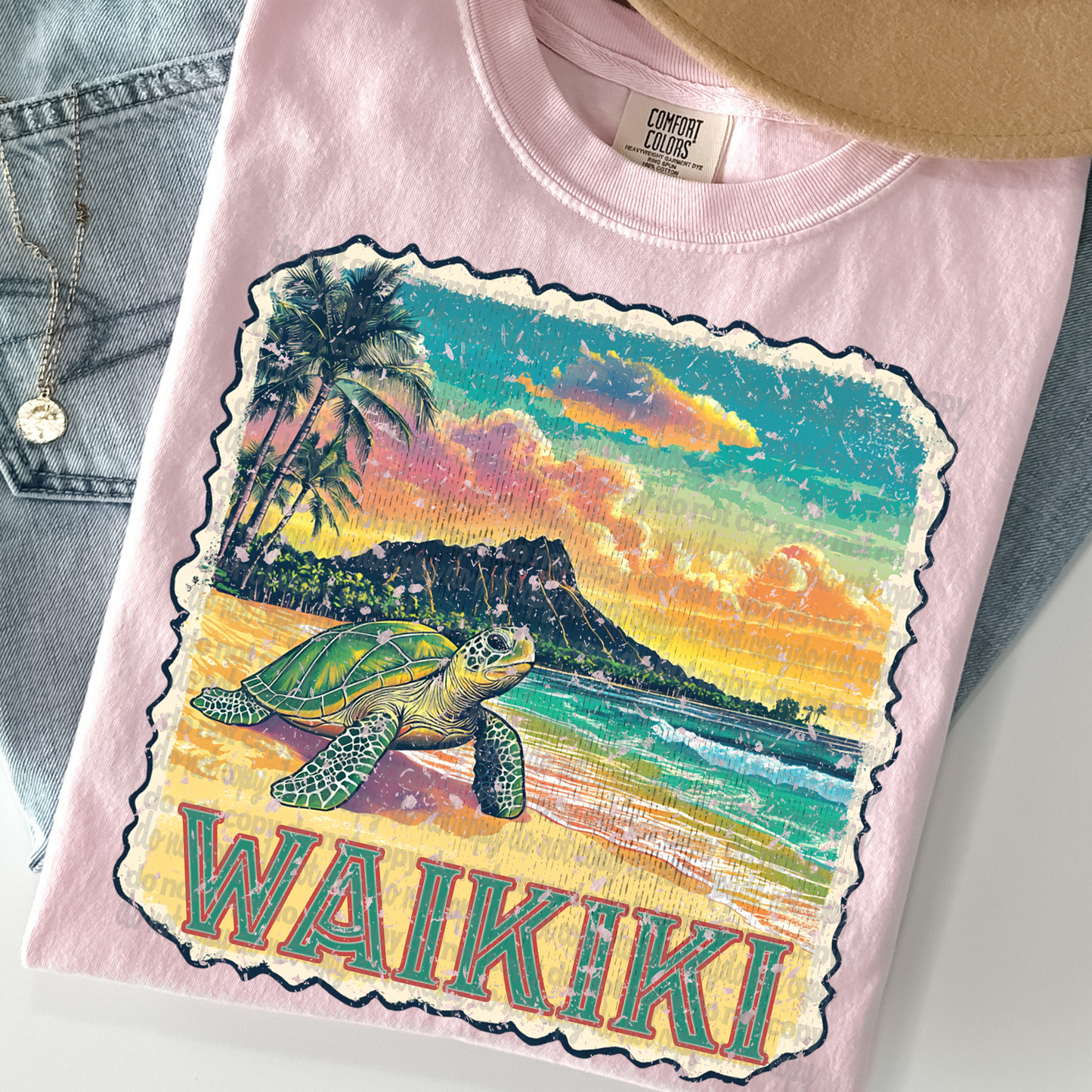 Waikiki Vintage Stamp DTF Transfer