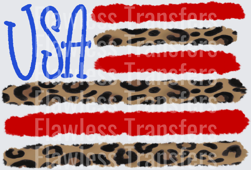 USA Cheetah Print Flag #0081 DTF Transfer - Raw Image