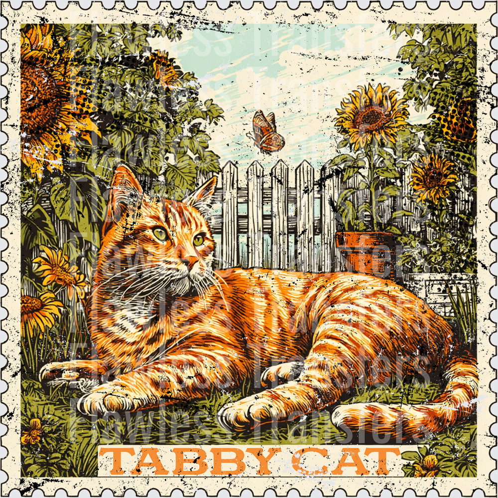 Orange Tabby Cat Vintage Stamp #4177