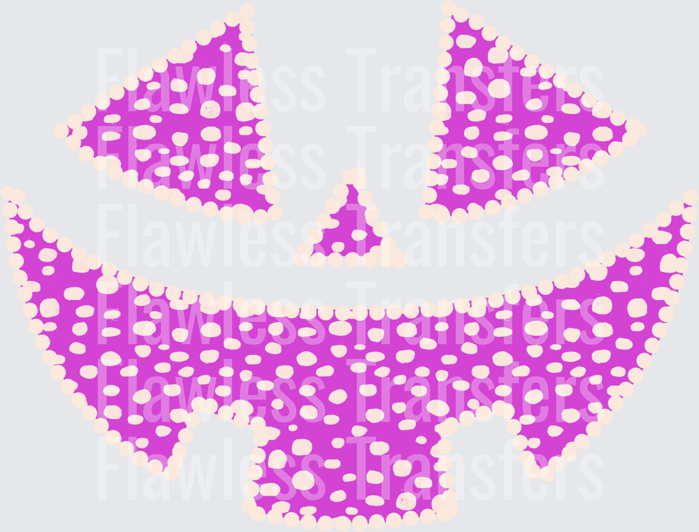 White Purple Dalmatian Dot Pumpkin Face #0552