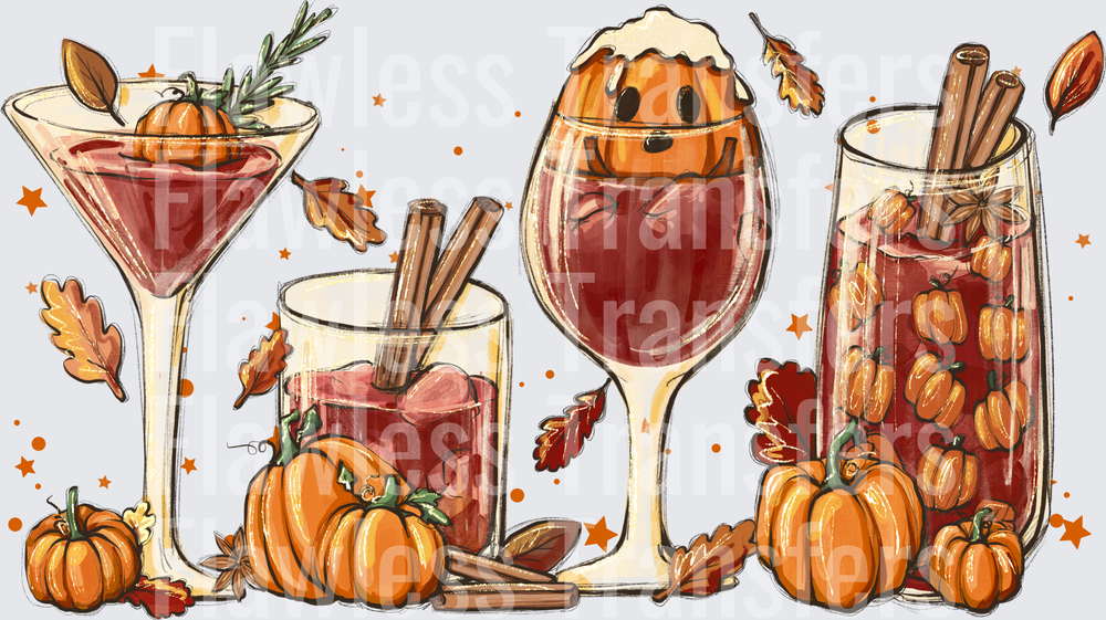 Fall Cocktails Wine Glasses #0046