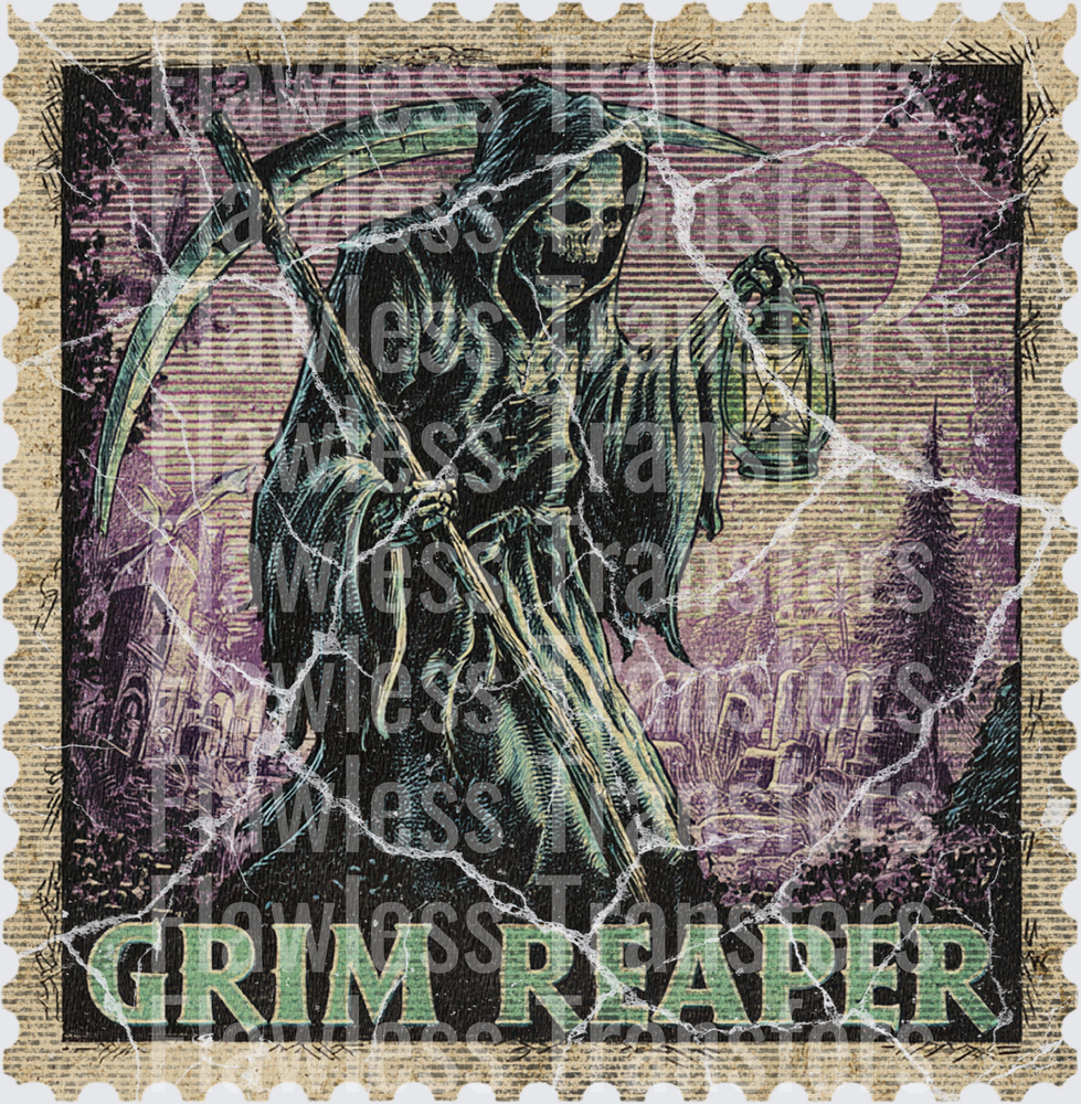 Grim Reaper Vintage Stamp #0572