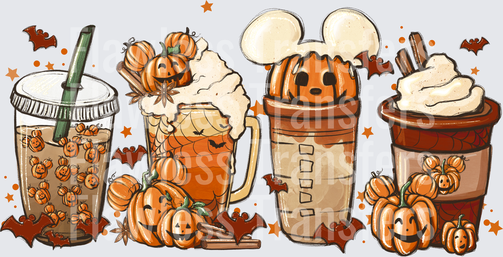 Mouse Halloween Pumpkin Coffee Latte #0196
