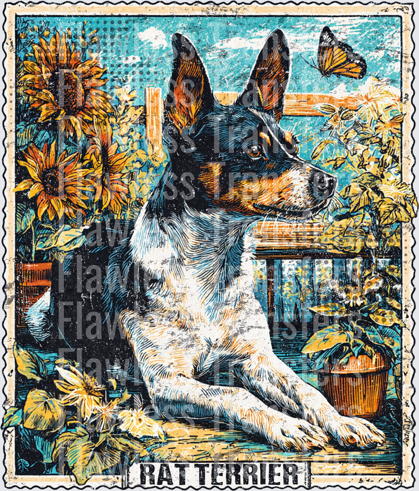 Rat Terrier Vintage Stamp #4185