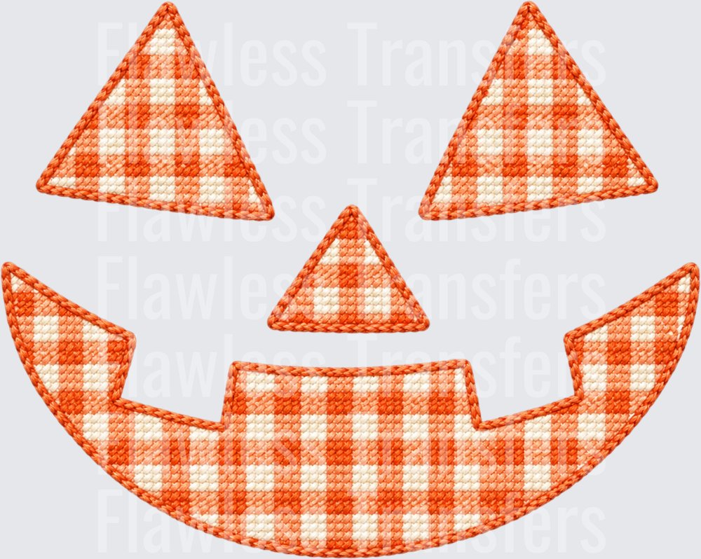 Orange Checkered Pumpkin Faux Stitch #0869