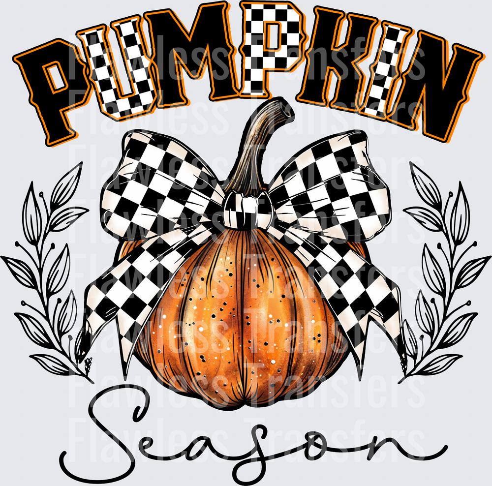 Pumpkin Season Checkered Bow #0063