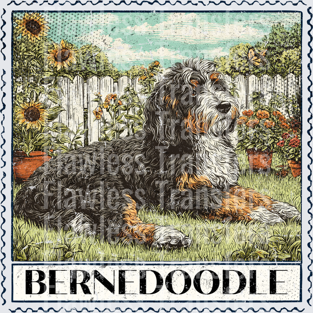 Bernedoodle Vintage Stamp #4189
