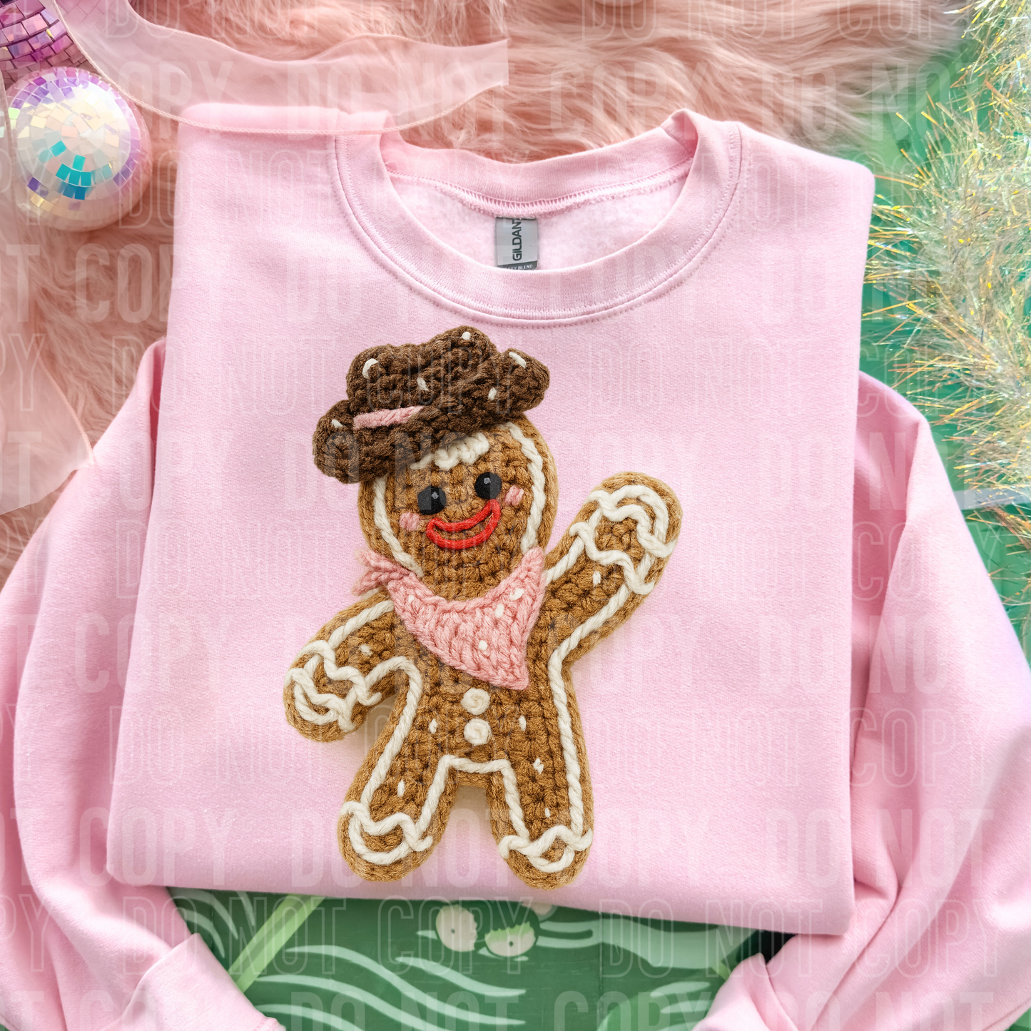 Western Gingerbread Face Faux Yarn #2730 DTF Transfer