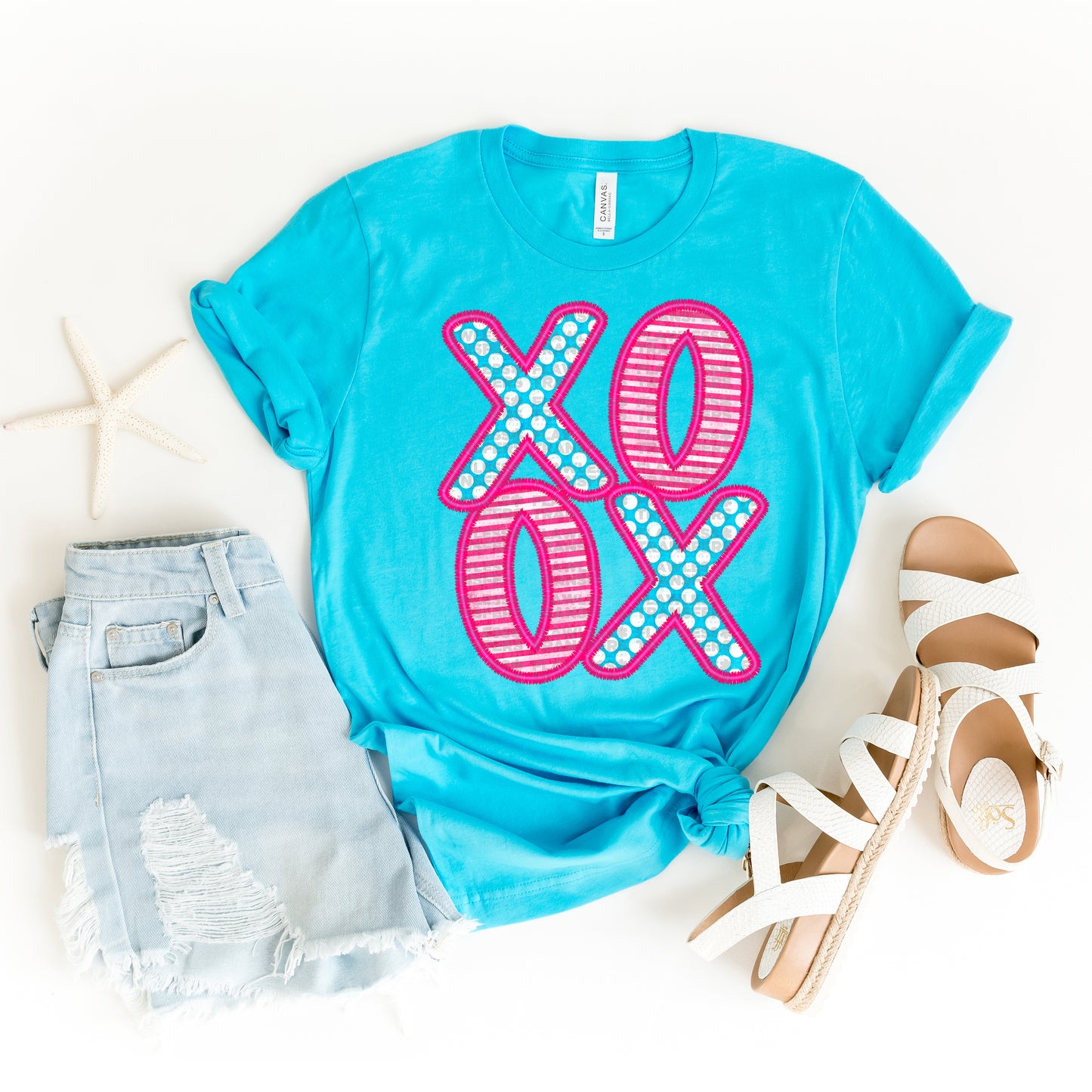 XOXO Blue & Pink #1090 - DTF Transfer