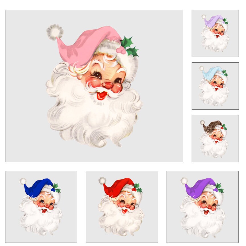 a set of six christmas images with santa claus