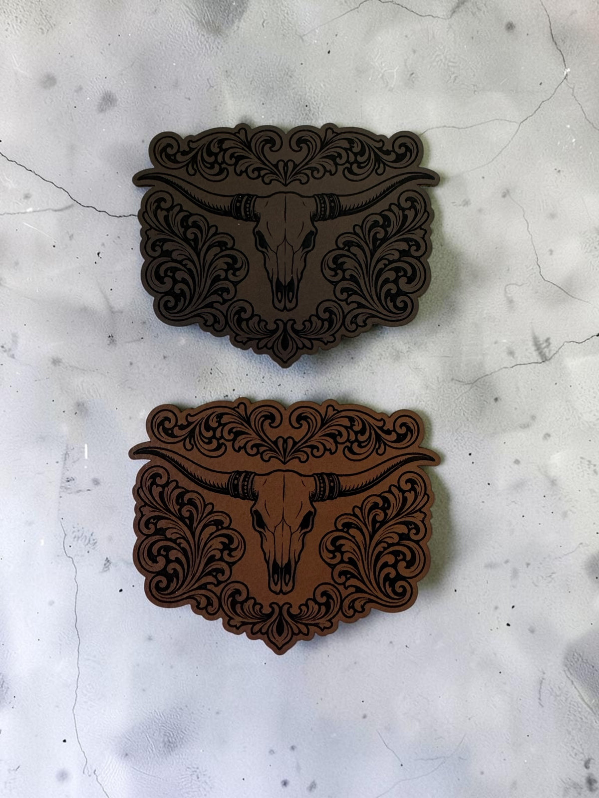 Longhorn Laser Engraved Leather Hat Patch