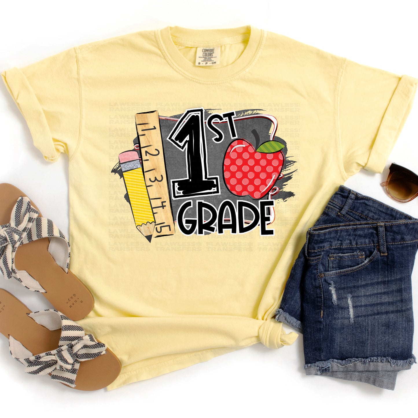 1st Grade - First Day Of School - Chalkboard Design DTF Transfer