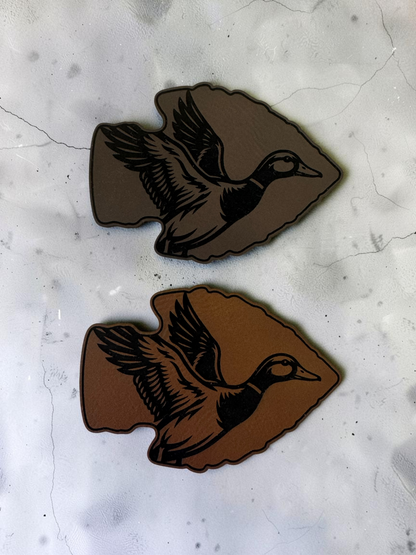 Duck Arrowhead Laser Engraved Leather Hat Patch