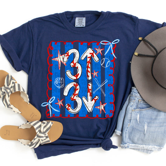 3 Up 3 Down Stripes #3871 DTF Transfer