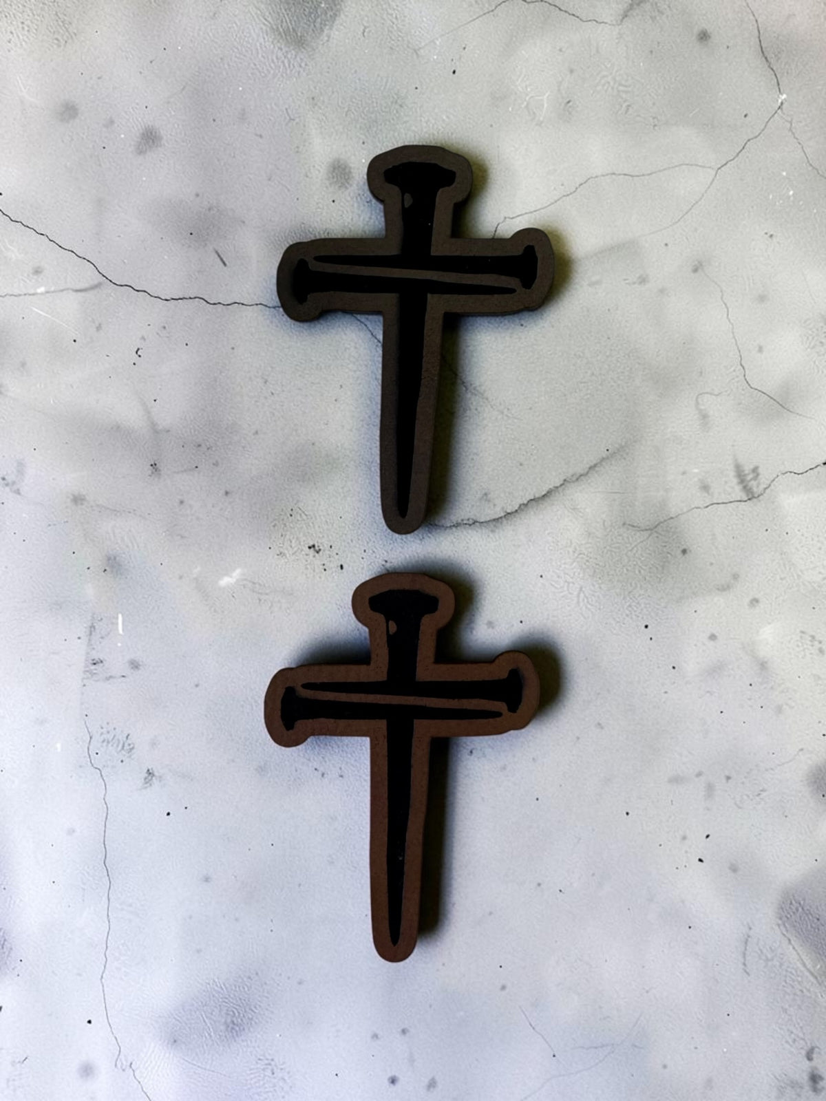 Nail Cross Laser Engraved Leather Hat Patch